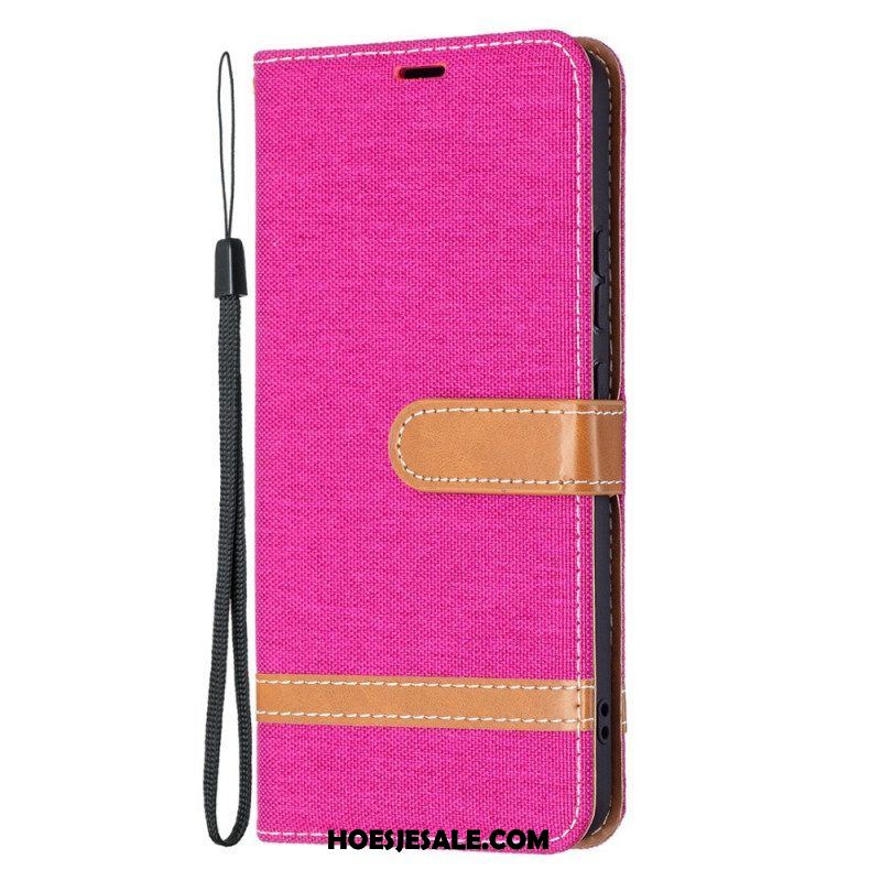 Folio-hoesje voor Samsung Galaxy S22 Plus 5G Met Ketting Band Van Stof En Leereffect