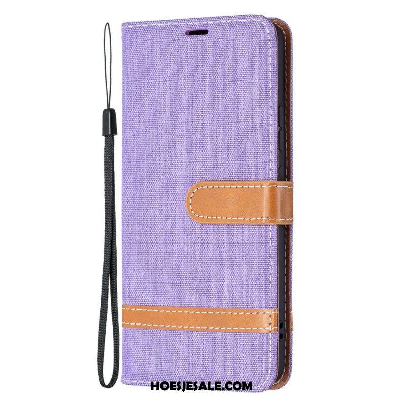 Folio-hoesje voor Samsung Galaxy S22 Plus 5G Met Ketting Band Van Stof En Leereffect