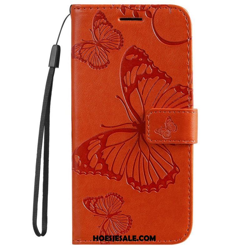 Folio-hoesje voor Samsung Galaxy S22 Plus 5G Met Ketting Gigantische Riemvlinders