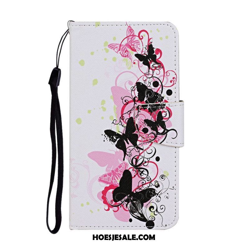 Folio-hoesje voor Samsung Galaxy S22 Plus 5G Vlinders En Lanyard