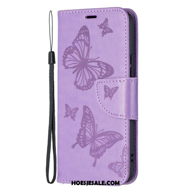 Folio-hoesje voor Samsung Galaxy S22 Plus 5G Vlinders Tijdens De Vlucht Met Lanyard