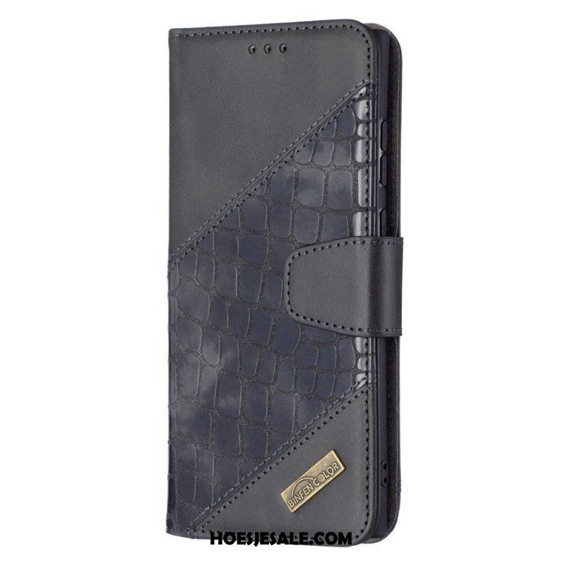 Folio-hoesje voor Samsung Galaxy S22 Ultra 5G Klassiek Krokodillenleer-effect