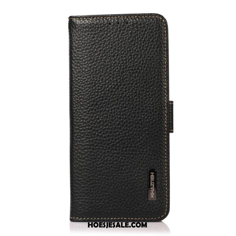 Folio-hoesje voor Samsung Galaxy S22 Ultra 5G Lychee Leer Khazneh Rfid