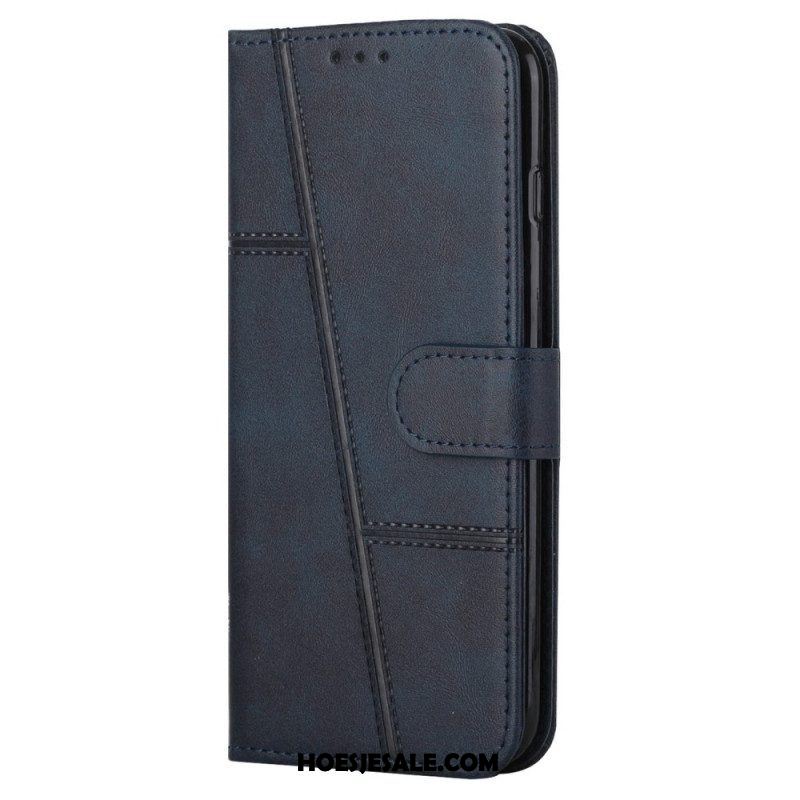 Folio-hoesje voor Samsung Galaxy S22 Ultra 5G Met Ketting Strappy Geometrische Lederen Stijl