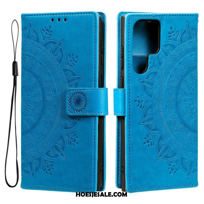 Folio-hoesje voor Samsung Galaxy S22 Ultra 5G Zon Mandala