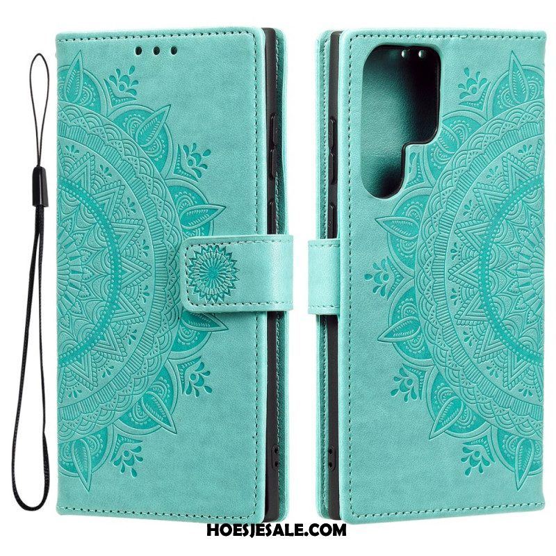 Folio-hoesje voor Samsung Galaxy S22 Ultra 5G Zon Mandala