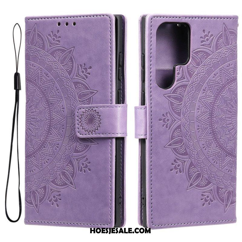 Folio-hoesje voor Samsung Galaxy S22 Ultra 5G Zon Mandala