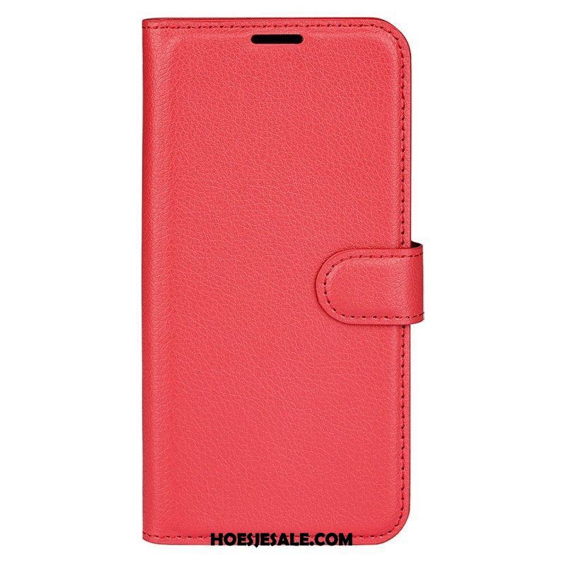 Folio-hoesje voor Samsung Galaxy S23 5G Klassiek Litchi-leereffect