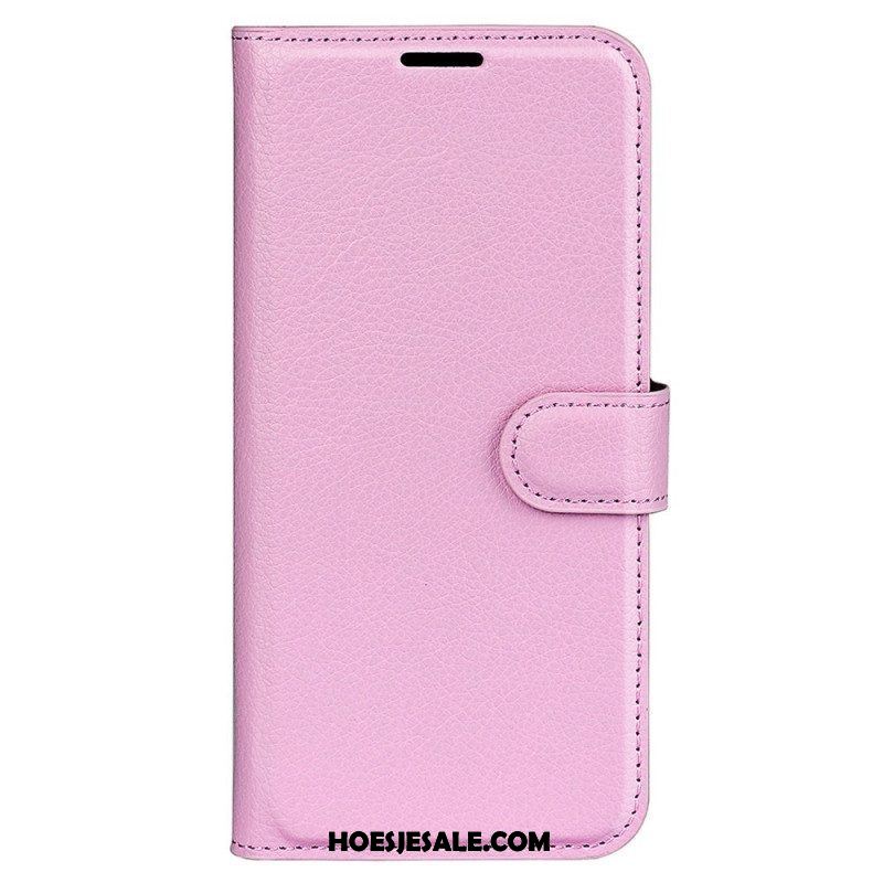 Folio-hoesje voor Samsung Galaxy S23 5G Klassiek Litchi-leereffect