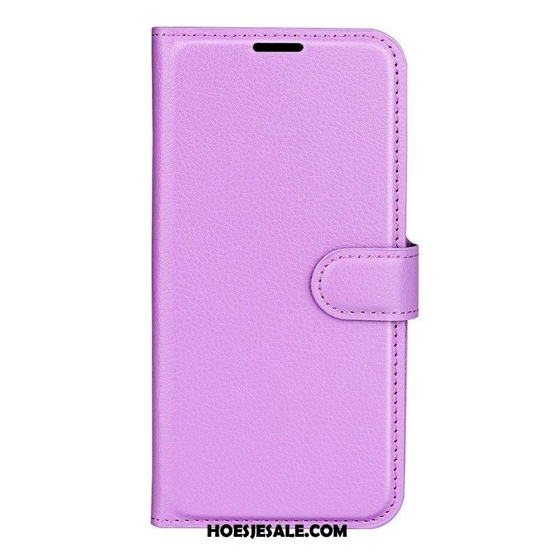 Folio-hoesje voor Samsung Galaxy S23 5G Klassiek Litchi-leereffect