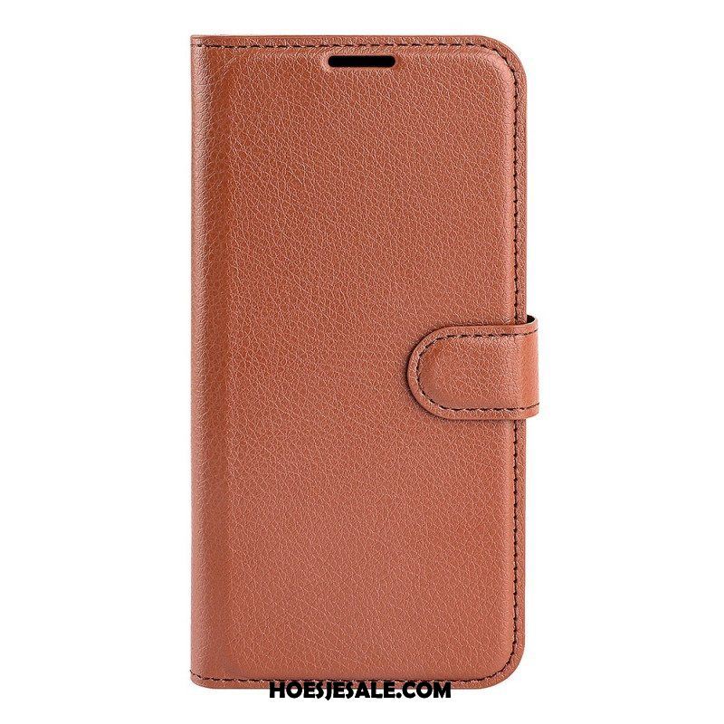 Folio-hoesje voor Samsung Galaxy S23 5G Klassiek Litchi-leereffect