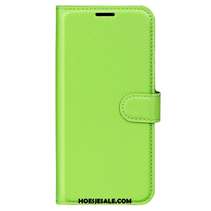 Folio-hoesje voor Samsung Galaxy S23 5G Klassiek Litchi-leereffect