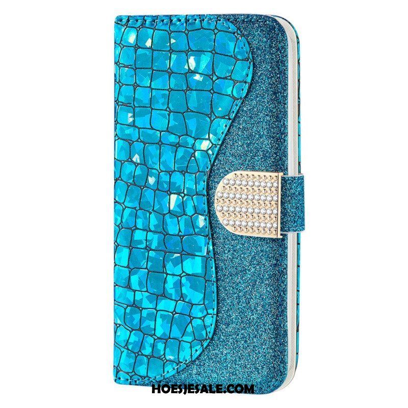 Folio-hoesje voor Samsung Galaxy S23 5G Krokodil Diamanten