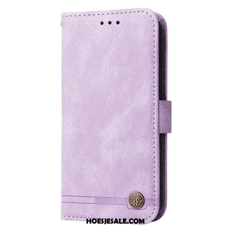 Folio-hoesje voor Samsung Galaxy S23 5G Leerstijl Met Decoratieve Klinknagel