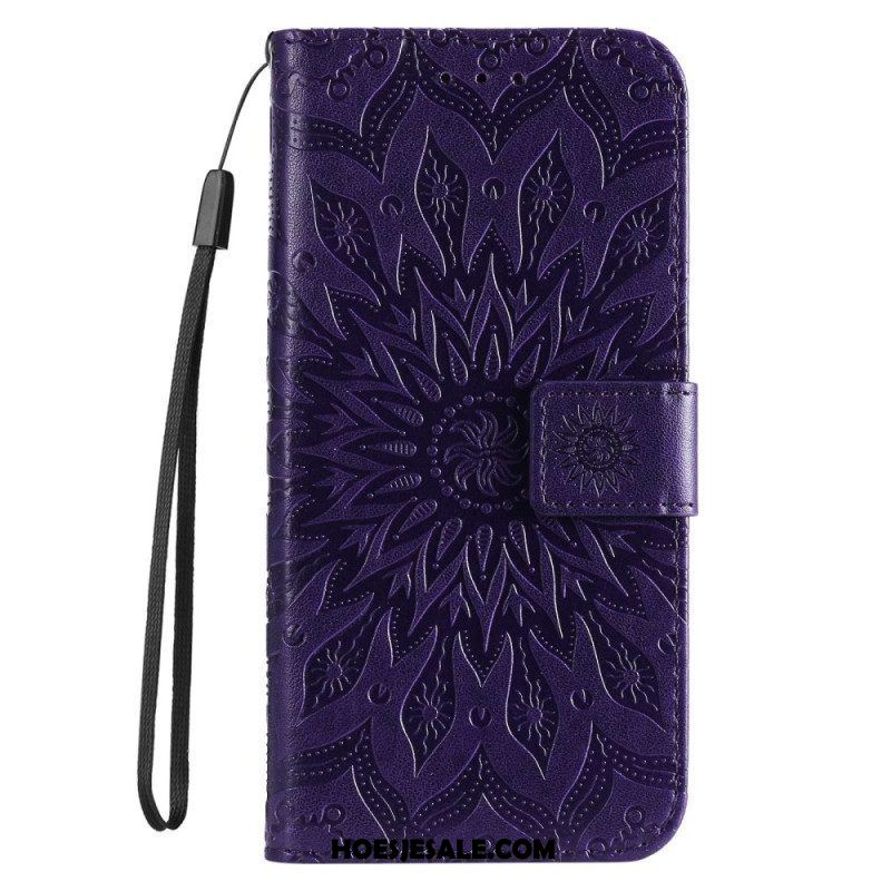 Folio-hoesje voor Samsung Galaxy S23 5G Mandala Zon Met Lanyard