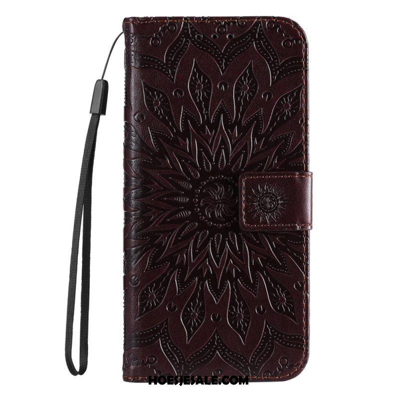 Folio-hoesje voor Samsung Galaxy S23 5G Mandala Zon Met Lanyard