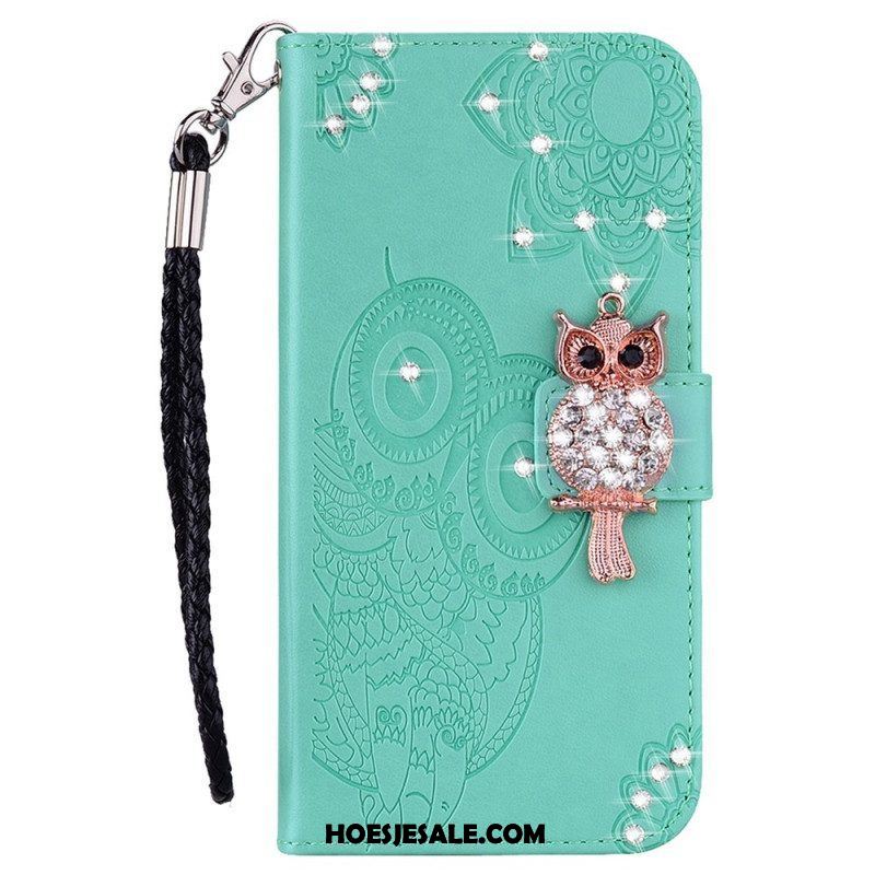 Folio-hoesje voor Samsung Galaxy S23 5G Uil Mandala En Charme