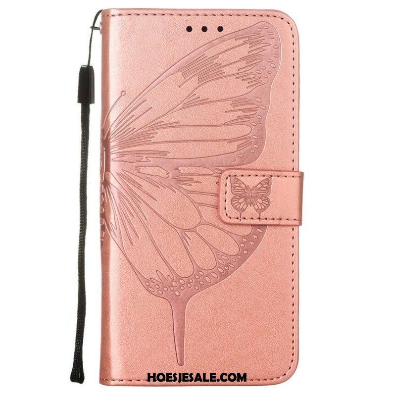 Folio-hoesje voor Samsung Galaxy S23 Plus 5G Met Ketting Barokke Strappy Vlinder