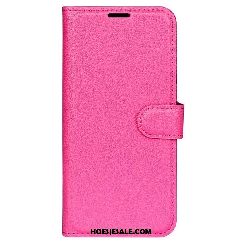 Folio-hoesje voor Samsung Galaxy S23 Ultra 5G Klassiek Litchi-leereffect