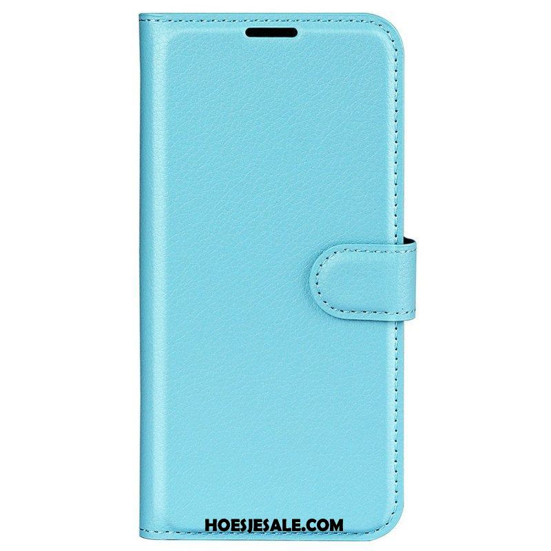 Folio-hoesje voor Samsung Galaxy S23 Ultra 5G Klassiek Litchi-leereffect