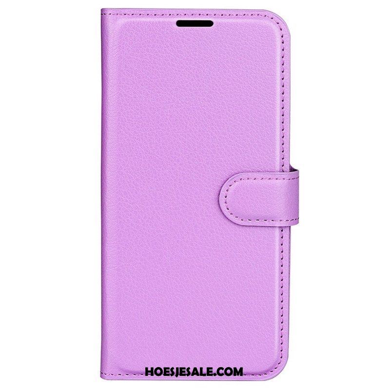 Folio-hoesje voor Samsung Galaxy S23 Ultra 5G Klassiek Litchi-leereffect