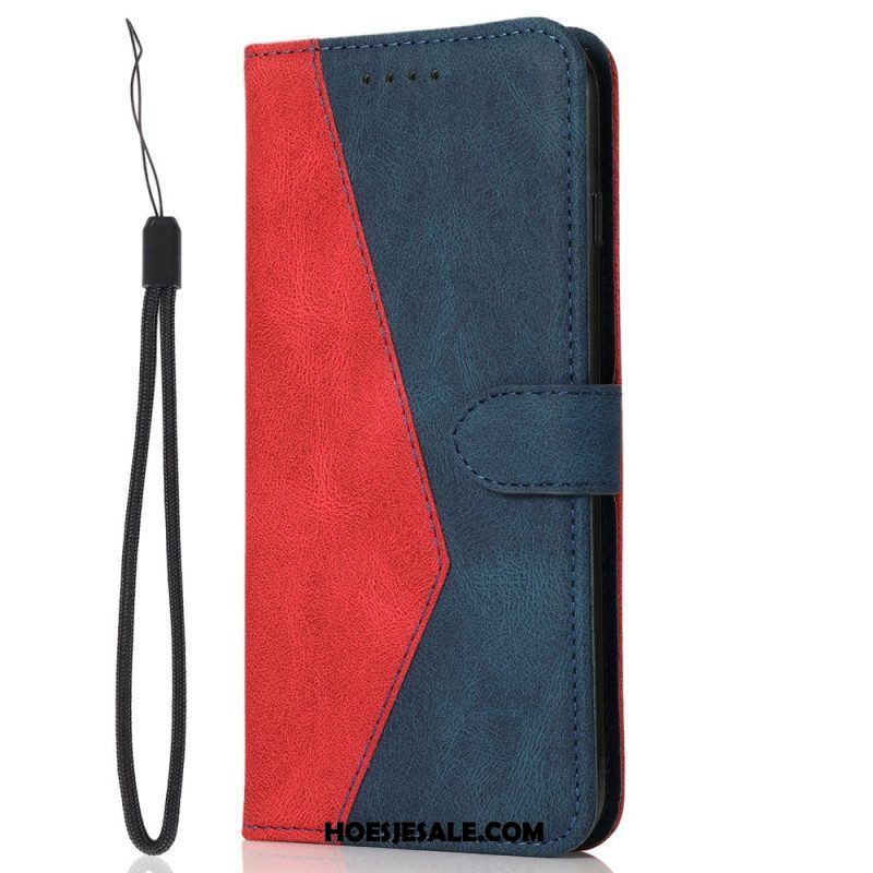 Folio-hoesje voor Samsung Galaxy S23 Ultra 5G Met Ketting Tweekleurige Riem