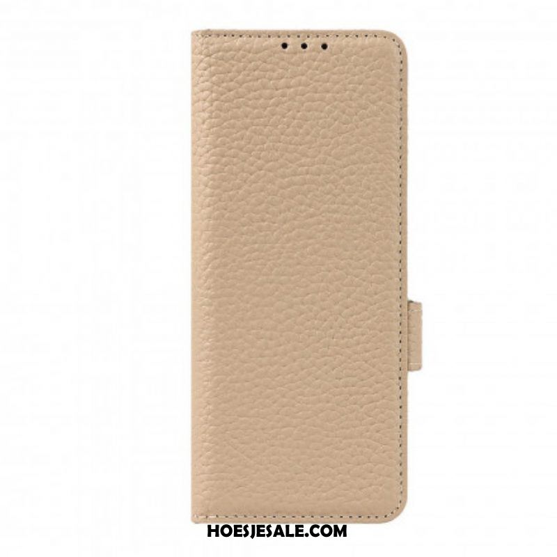 Folio-hoesje voor Samsung Galaxy Z Fold 3 5G Echt Litchi-leer