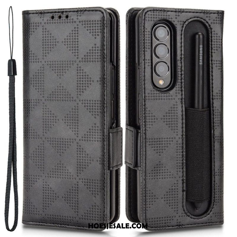 Folio-hoesje voor Samsung Galaxy Z Fold 4 Patroon Geperforeerde Driehoeken Lanyard