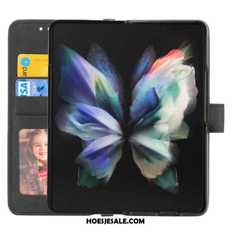 Folio-hoesje voor Samsung Galaxy Z Fold 4 Riempatroon Van Imitatieleer