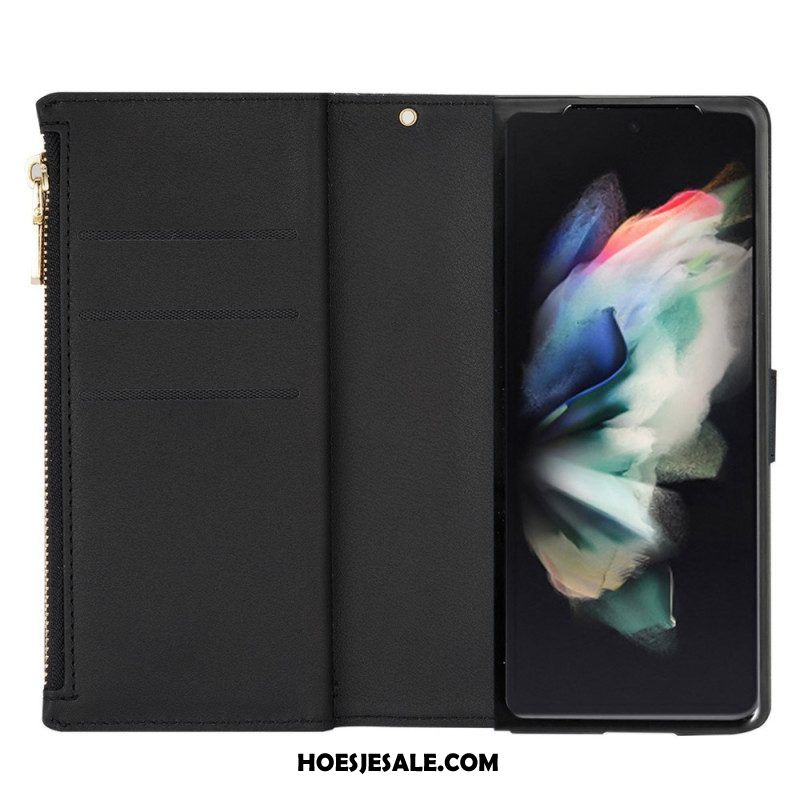 Folio-hoesje voor Samsung Galaxy Z Fold 4 Ultra Lovertjes Met Riem