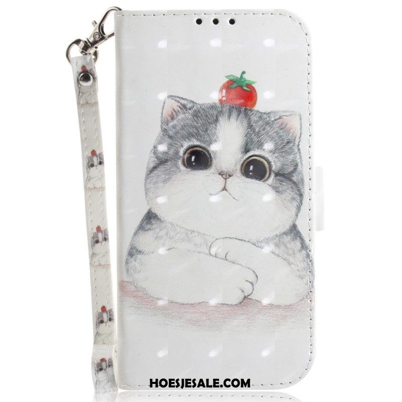 Folio-hoesje voor Xiaomi 12 / 12X Met Ketting String Grafische Kat