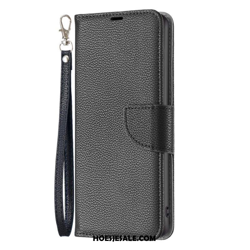 Folio-hoesje voor Xiaomi 12T / 12T Pro Met Ketting Strappy Litchi Lederen Stijl