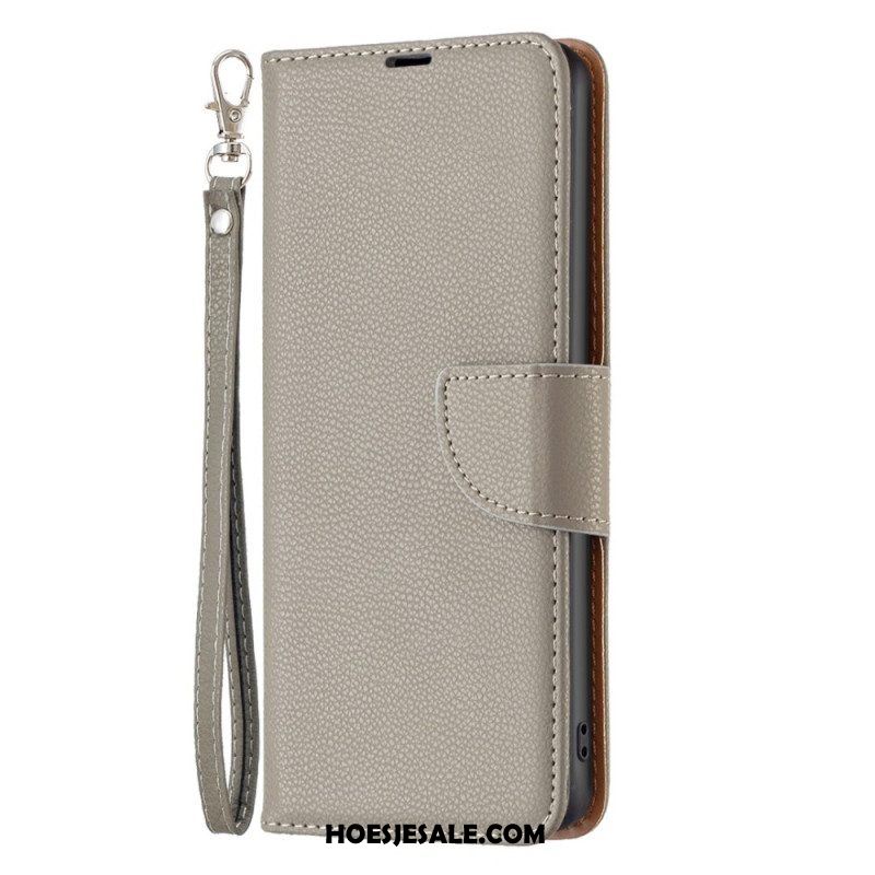 Folio-hoesje voor Xiaomi 12T / 12T Pro Met Ketting Strappy Litchi Lederen Stijl