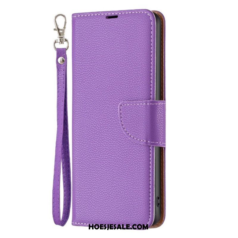 Folio-hoesje voor Xiaomi 12T / 12T Pro Met Ketting Strappy Litchi Lederen Stijl