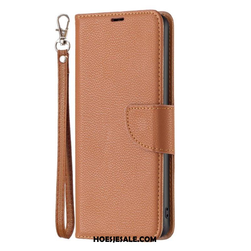 Folio-hoesje voor Xiaomi 12T / 12T Pro Met Ketting Strappy Litchi Lederen Stijl