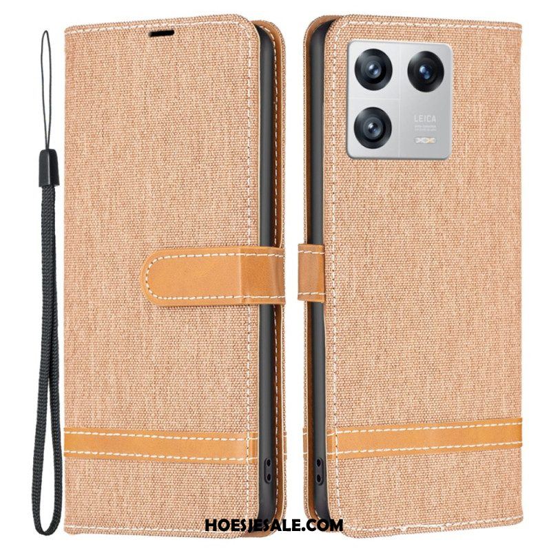 Folio-hoesje voor Xiaomi 13 Met Ketting Band Van Stof En Leereffect