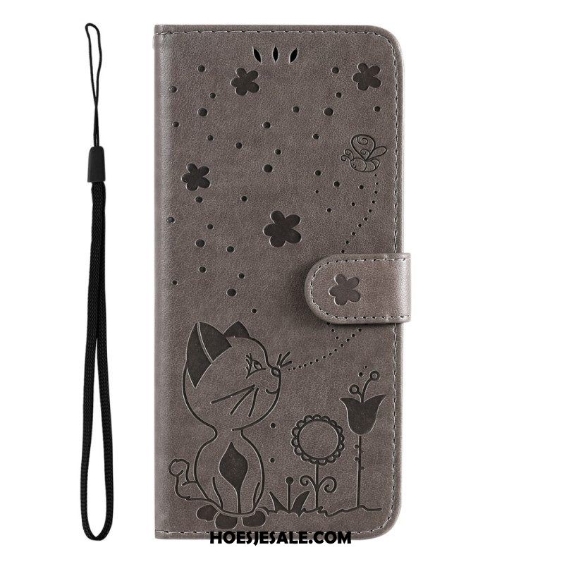 Folio-hoesje voor Xiaomi 13 Met Ketting Kat En Bij Met Lanyard