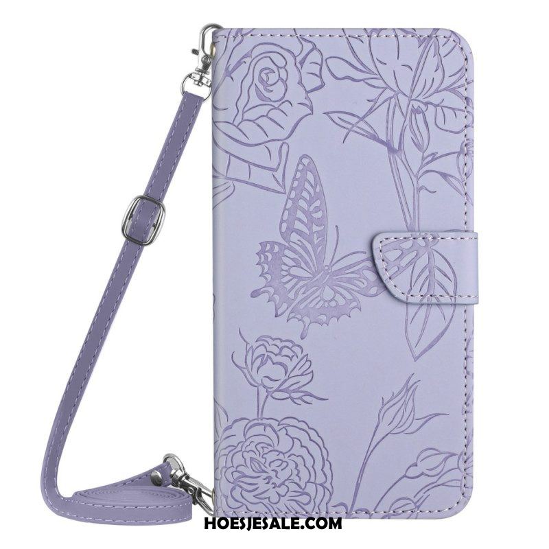 Folio-hoesje voor Xiaomi 13 Vlinders En Schouderriem