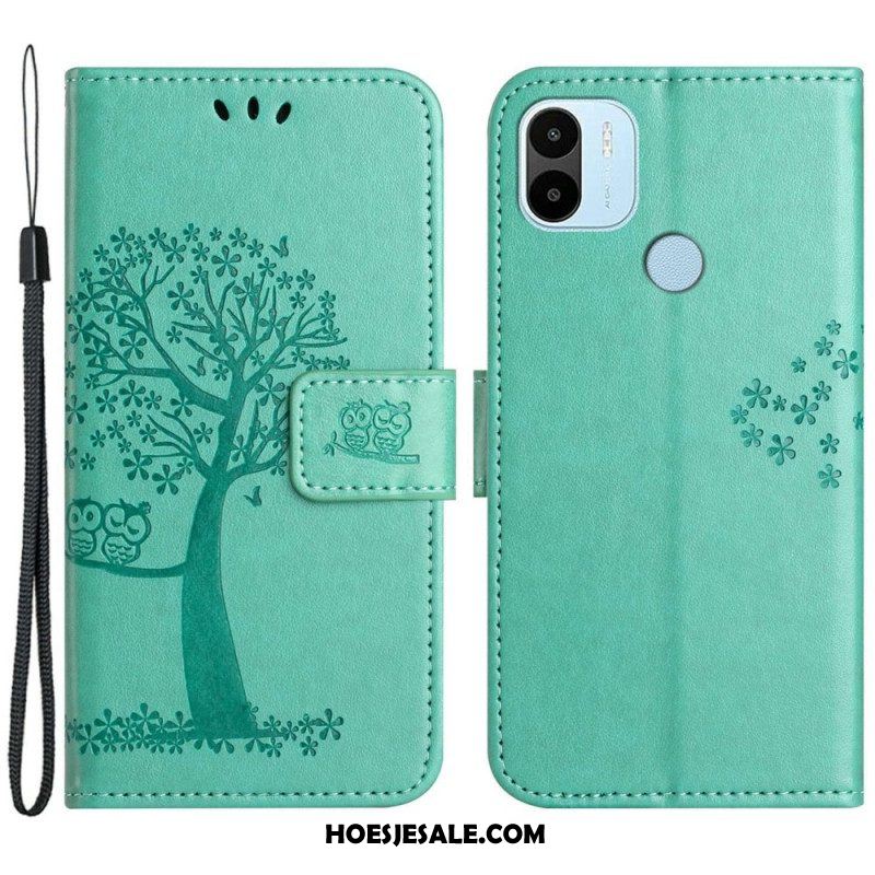 Folio-hoesje voor Xiaomi Redmi A1 Met Ketting String Boom En Uilen