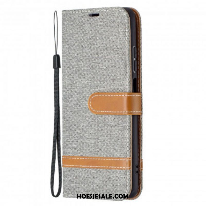 Folio-hoesje voor Xiaomi Redmi Note 10 / 10S Met Ketting Band Van Stof En Leereffect