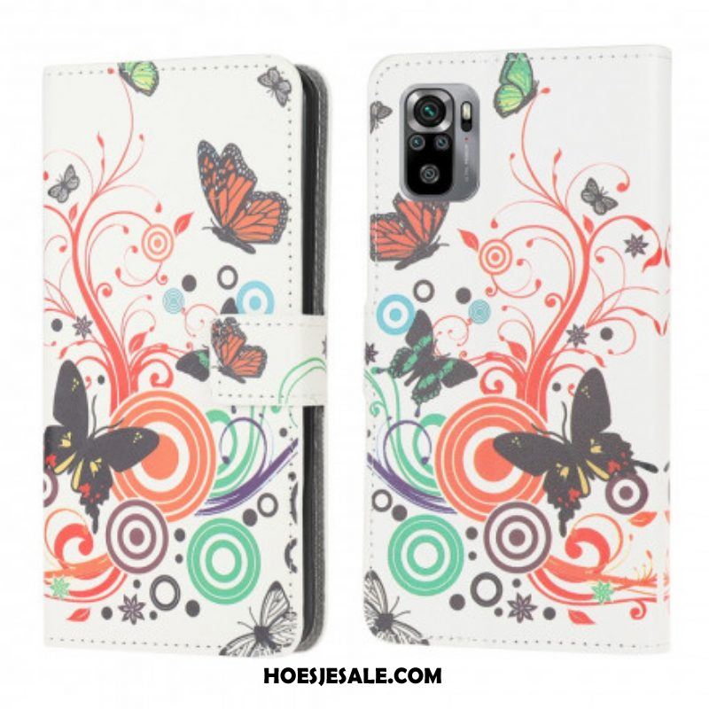 Folio-hoesje voor Xiaomi Redmi Note 10 / 10S Vlinders En Bloemen