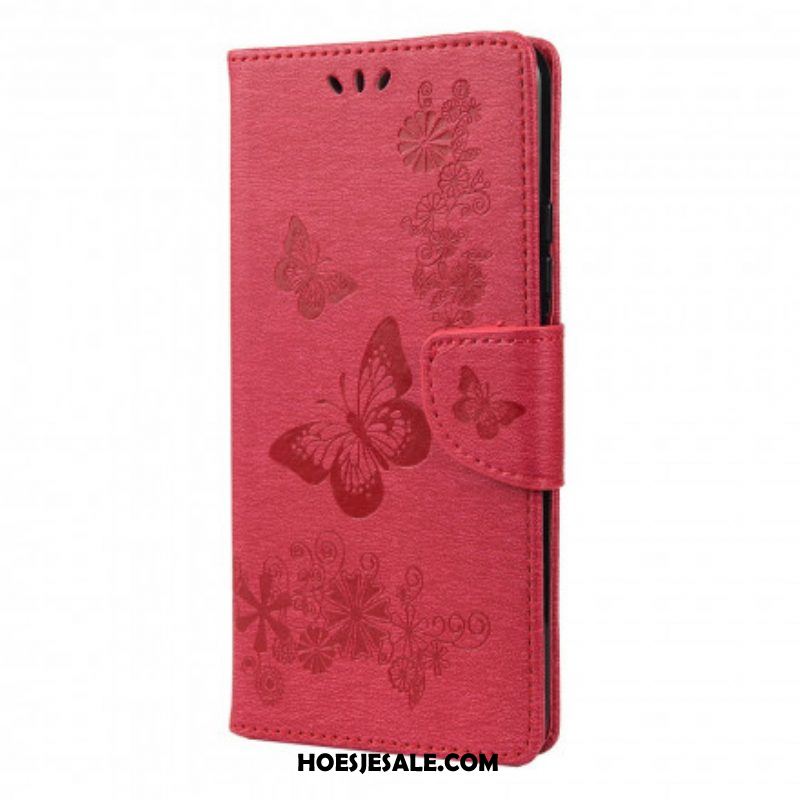 Folio-hoesje voor Xiaomi Redmi Note 10 Pro Alleen Vlinders Met Lanyard