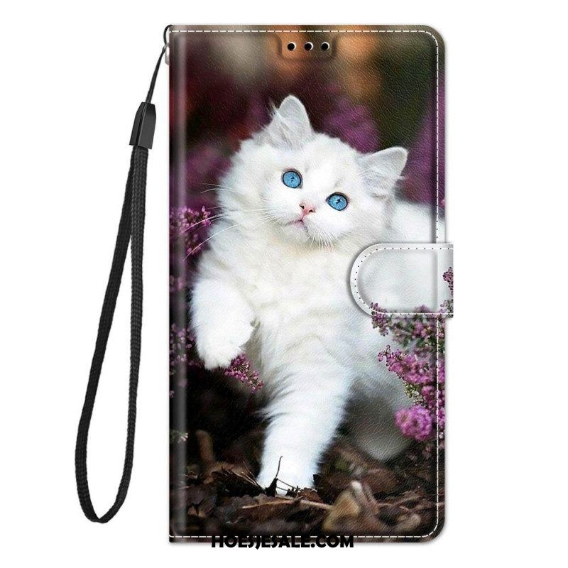 Folio-hoesje voor Xiaomi Redmi Note 10 Pro Met Ketting Te Schattige Kat Met Riem