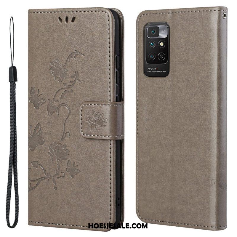 Folio-hoesje voor Xiaomi Redmi Note 11 / 11S Met Ketting Riem Bloemen