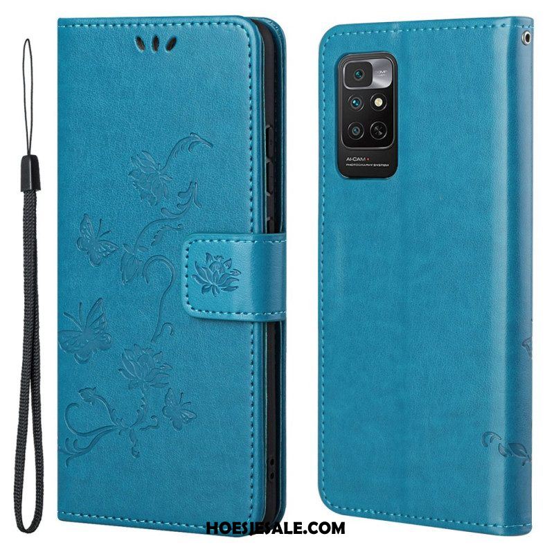 Folio-hoesje voor Xiaomi Redmi Note 11 / 11S Met Ketting Riem Bloemen