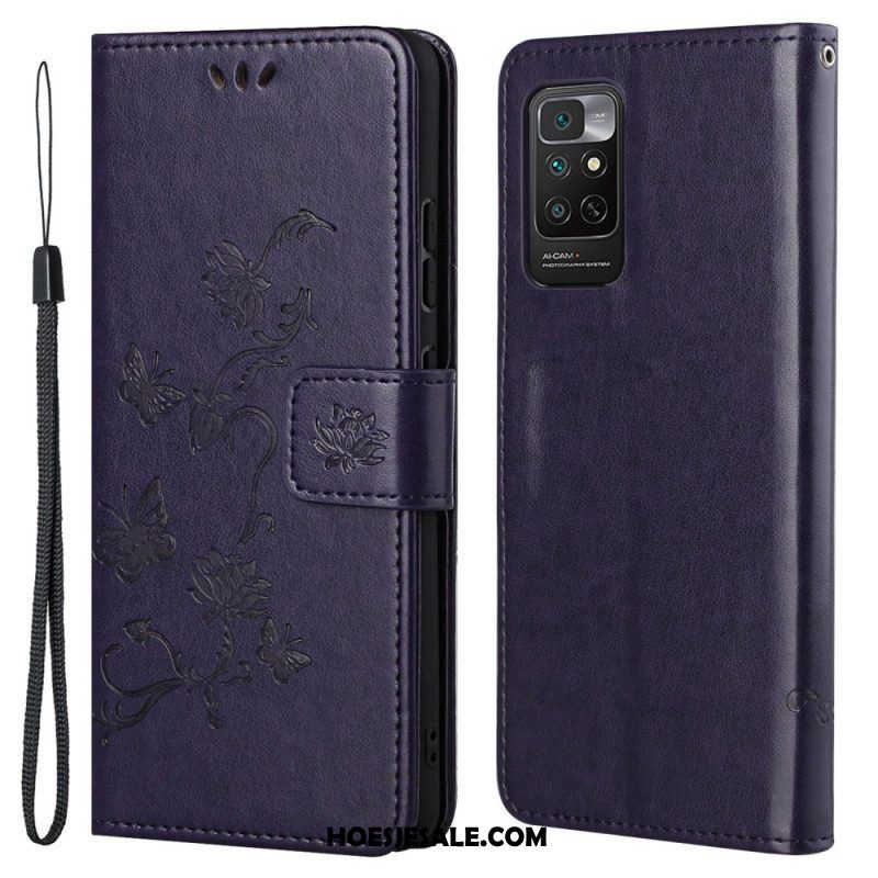 Folio-hoesje voor Xiaomi Redmi Note 11 / 11S Met Ketting Riem Bloemen