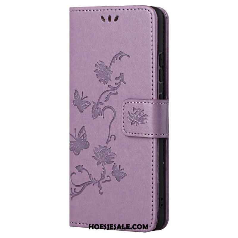 Folio-hoesje voor Xiaomi Redmi Note 11 / 11S Met Ketting Riem Bloemen