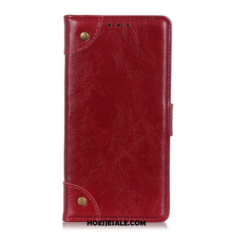 Folio-hoesje voor Xiaomi Redmi Note 11 / 11S Stijl Nappa Lederen Vintage Klinknagels