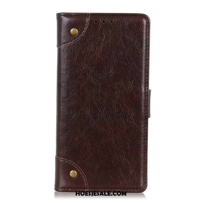 Folio-hoesje voor Xiaomi Redmi Note 11 Pro / 11 Pro 5G Stijl Nappa Lederen Vintage Klinknagels