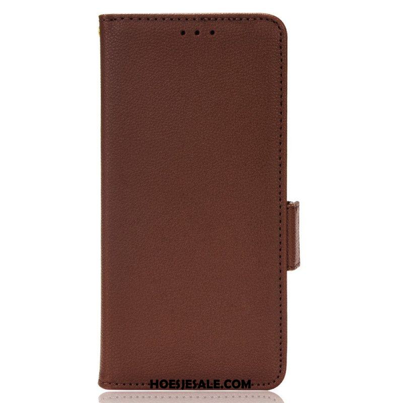 Folio-hoesje voor Xiaomi Redmi Note 11 Pro Plus 5G Litchi Lederen Dubbele Sluiting